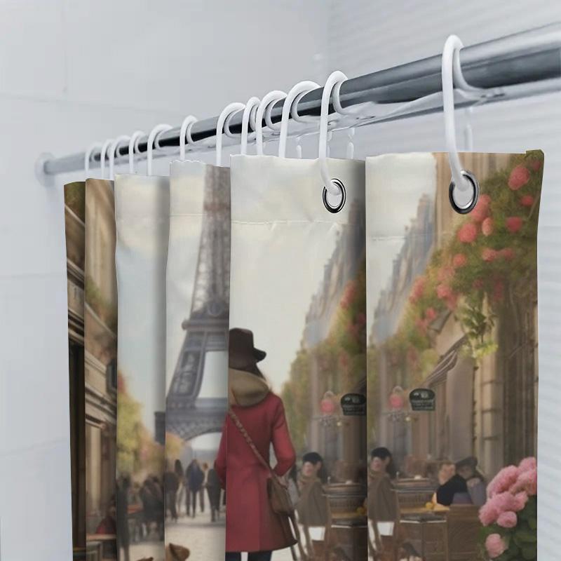 Paris Street Scene Shower Curtain | Elegant Bathroom Decor