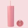 1 Set 450ml Colored Plastic Tumbler Anti-dropping Straw Double Layer Juice Coffee Straw Cup for Home