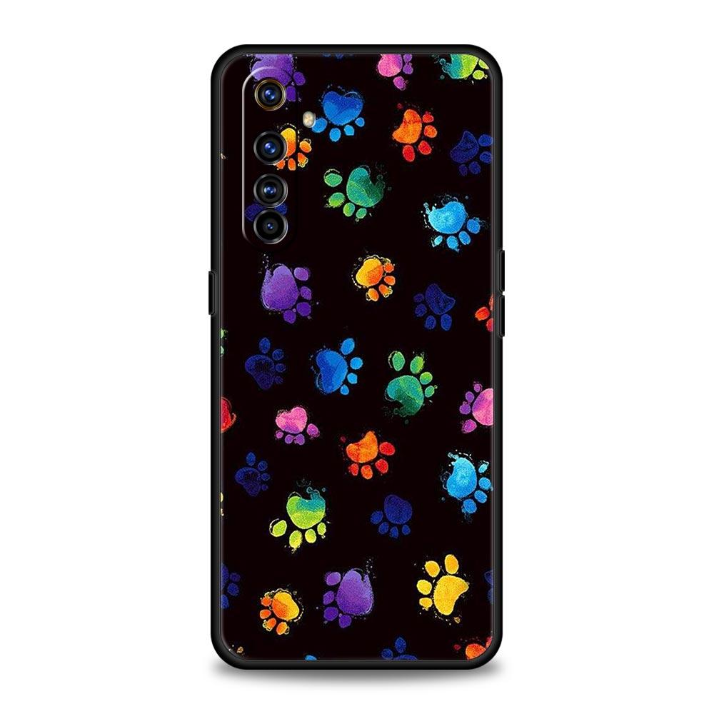 Soft TPU Case For Realme C67 C63 C55 C53 C25 C21 10 11 12 13 GT 2 3 5 Pro Plus 5G Shockproof Phone Cover Dog Footprint Paw Cute