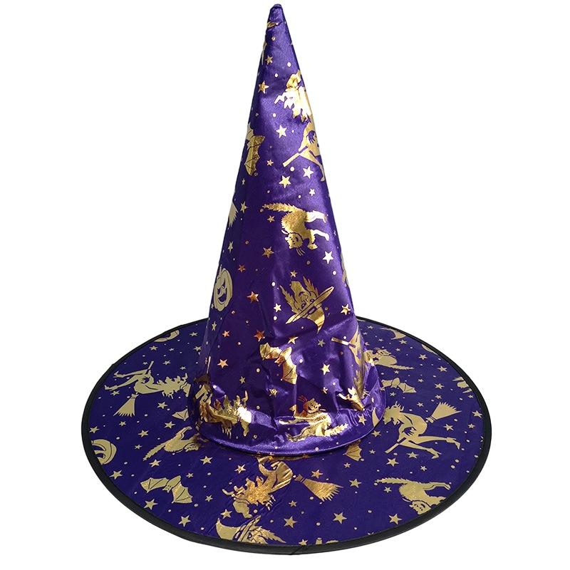 Witch Hat For Halloween Party Stylish And Gold-embossed Witch Hat Costume Accessory