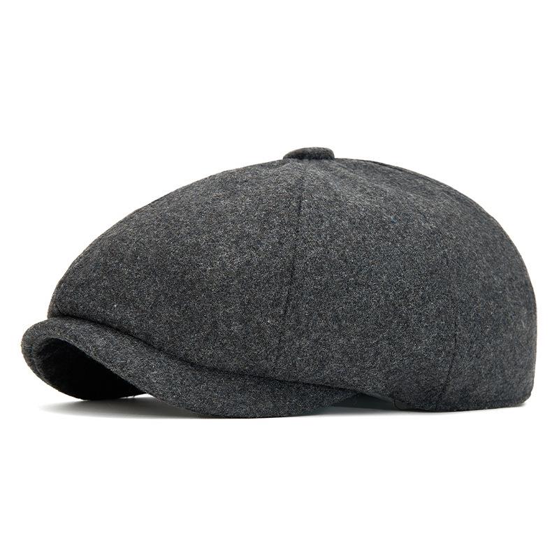 Men's British Retro Wool Octagonal Cap - Autumn/Winter Warm European Duckbill/Beret Style