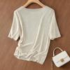 Siboshe Women's Linen Blend Slim-Fit Round Neck Knit Top