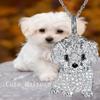 Strass-Hundeanhänger Halskette Malteser Hund Haustier Anhänger Schmuck Exquisite Hundehalskette Geschenke
