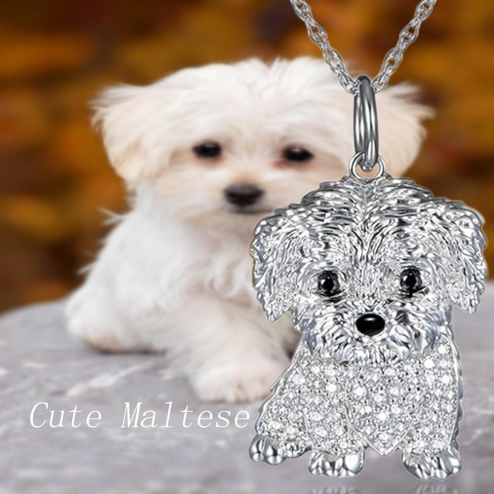 Strass-Hundeanhänger Halskette Malteser Hund Haustier Anhänger Schmuck Exquisite Hundehalskette Geschenke