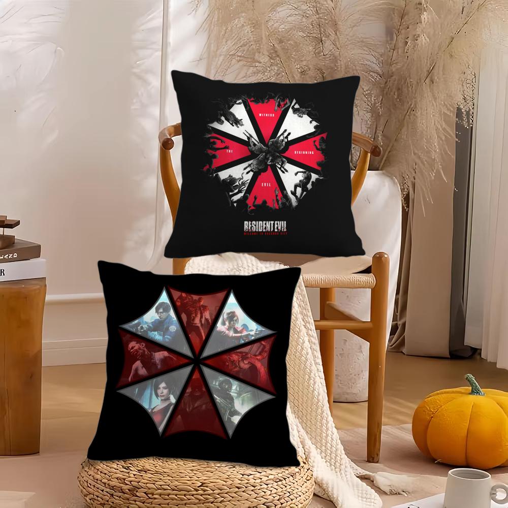 R-Resident E-Evil Cushion Cover Silky Short Plush Invisible Zipper Dustproof Sofa Pillow Case For Home Decor