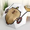 1pc Cartoon Capybara Automatic Umbrella - Stylish, Durable, with 8-Rib Manual Open Design, Elegant Black Handleyy250920120