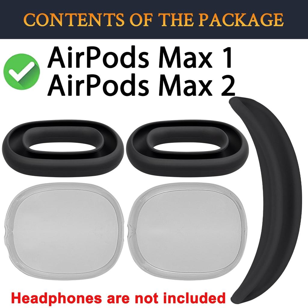 SOULWIT Protective Kit for AirPods Max TPU Cover Headband Cover Earpad Case Protection Accessory Easily Slim 2/1 (2026/2024/2020, USB-C/Lightning) - +