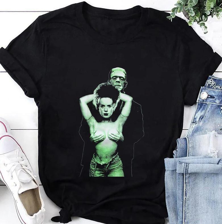 Frankenstein And Bride Horror Monster Movie T-Shirt, Frankenstein Shirt Fan Gift