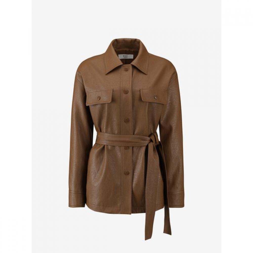 Cc Collect Belted Fake Leather Jacket C261psf152