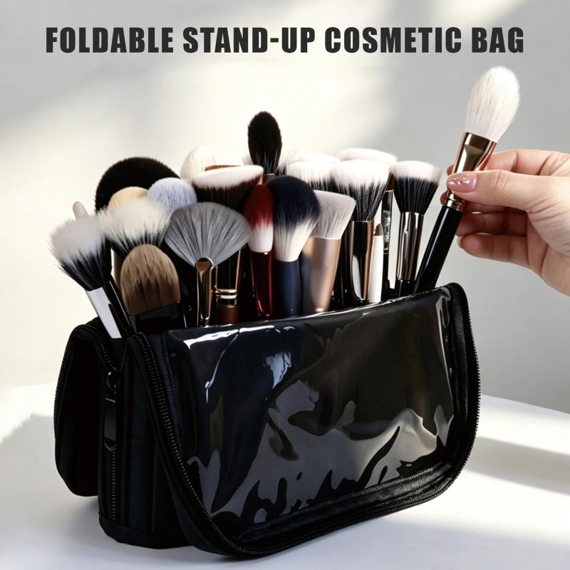 Makeup Brushes Storage Pouch Foldable Stand-up with Adjustable Dividers Durable Portable Organizer for Makeup Artists Travel