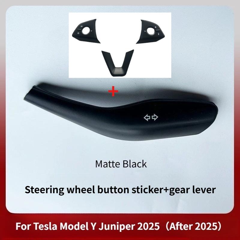 For Tesla Model Y Juniper 2025 ABS Carbon Fiber Steering Wheel Panel Button Trim Sticker Gear Lever Trim Interior Accessories