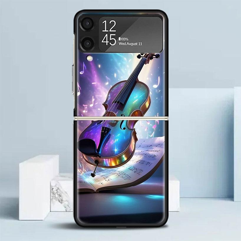 

Music Violin Black Cover for Samsung Galaxy Z Flip 7 6 5 4 3 5G Phone Case Flip7 Flip6 Flip5 Flip4 Flip3 Pattern Case Galaxy Z F Samsung Z Flip 6