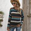 Oversize Women Loose Stripe Sweatshirt Sweater Round Neck Tshirt