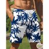 Men's Shorts Black and White Coconut Tree Print Suitable for Vacation