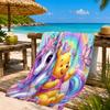 Yellow Bear Artwork Printed Microfiber Beach Towel, Soft And Absorbent, Quick-Dry, Ideal for Summer Travel, Beach Essential, Swimming Pool