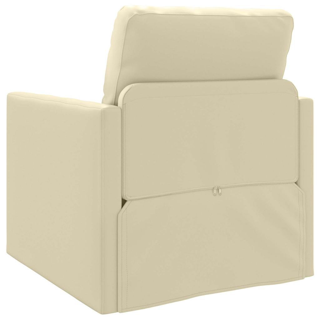 60 Cm Cream Faux Leather Sofa Bed