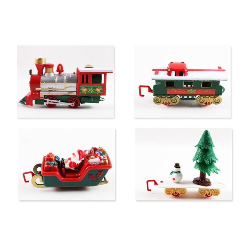 Electric Train Set Safe Realistic Railway Train Christmas Battery-Powered Santa Claus Train Toys Ornaments for Kids Gift