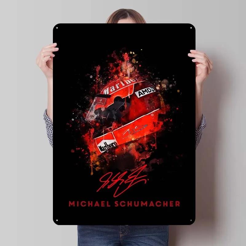 Michael Schumacher Metalowy Znak Plakaty Wyścigowe Dekoracja Dekoracja Ścienna Dekoracja Pokoju Dziennego Mężczyzna Vintage Elementy Dekoracyjne do Domu Mural Artystyczny