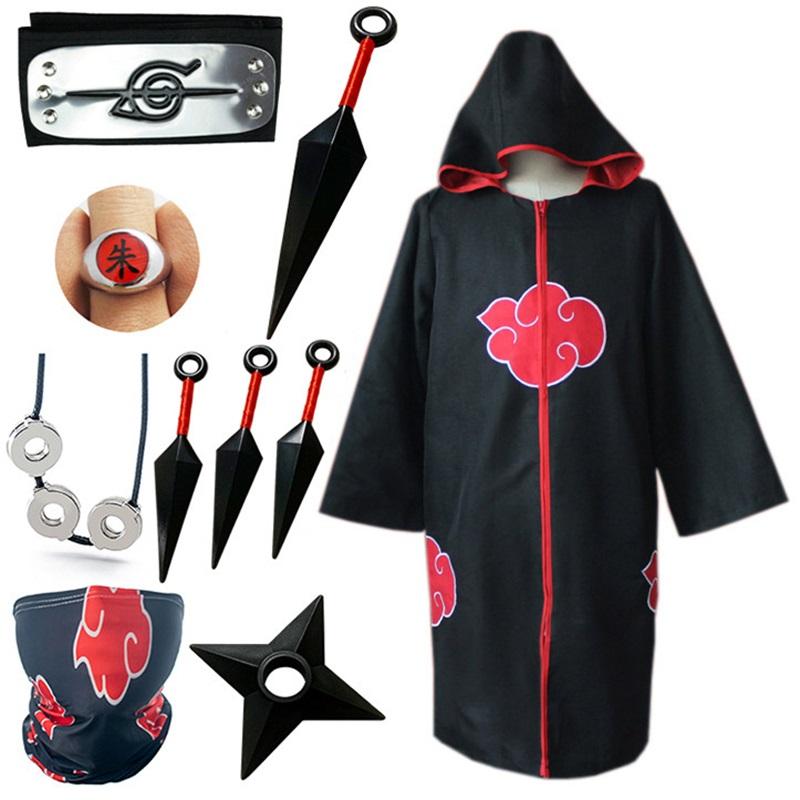 Set Costum Cosplay Anime Naruto, Prezentând Al Patrulea, Al Șaselea și Al Șaptelea Hokage, Membri Akatsuki cu Pelerine și Mantii.