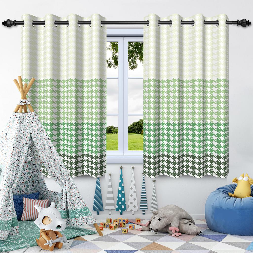 2Pcs Window Curtains Modern Style Simple Plaid Pattern Blackout Drapes Bedroom Living Room Drakening Thermal Insulation Curtain