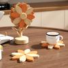 Wooden Sunflower Coaster Heat-Resistant Hot Dish Pot Bowl Teapot Pan Trivet Decorative Kitchen Coffee Dining Table Drink Cup Coaster