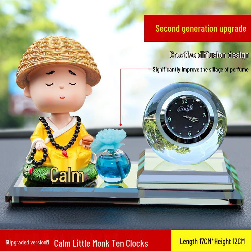 Solar-Powered Monk Car Perfume Shaking Head Cartoon Ornament