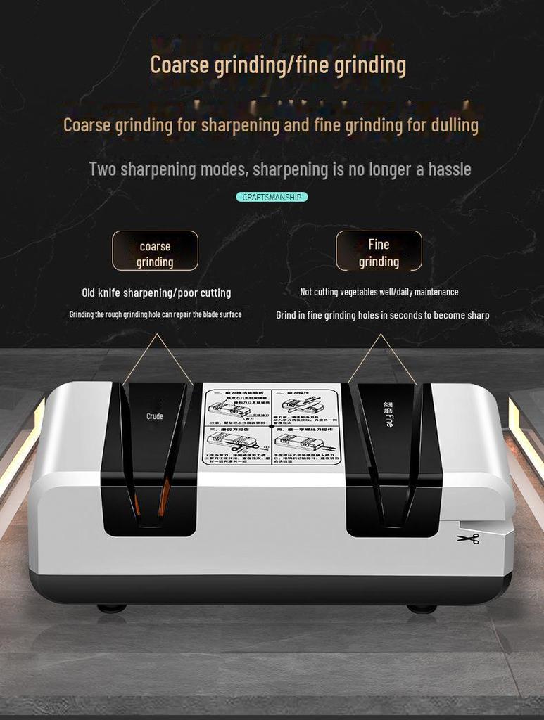 Automated Multi-Use Electric Knife Sharpener with Diamond and Jade Components
