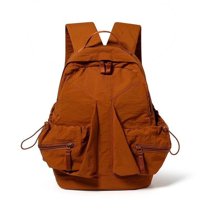 Плиссированный нейлоновый рюкзак, сумка на шнурке, большая вместимость, студенческий школьный рюкзак оранжевый
