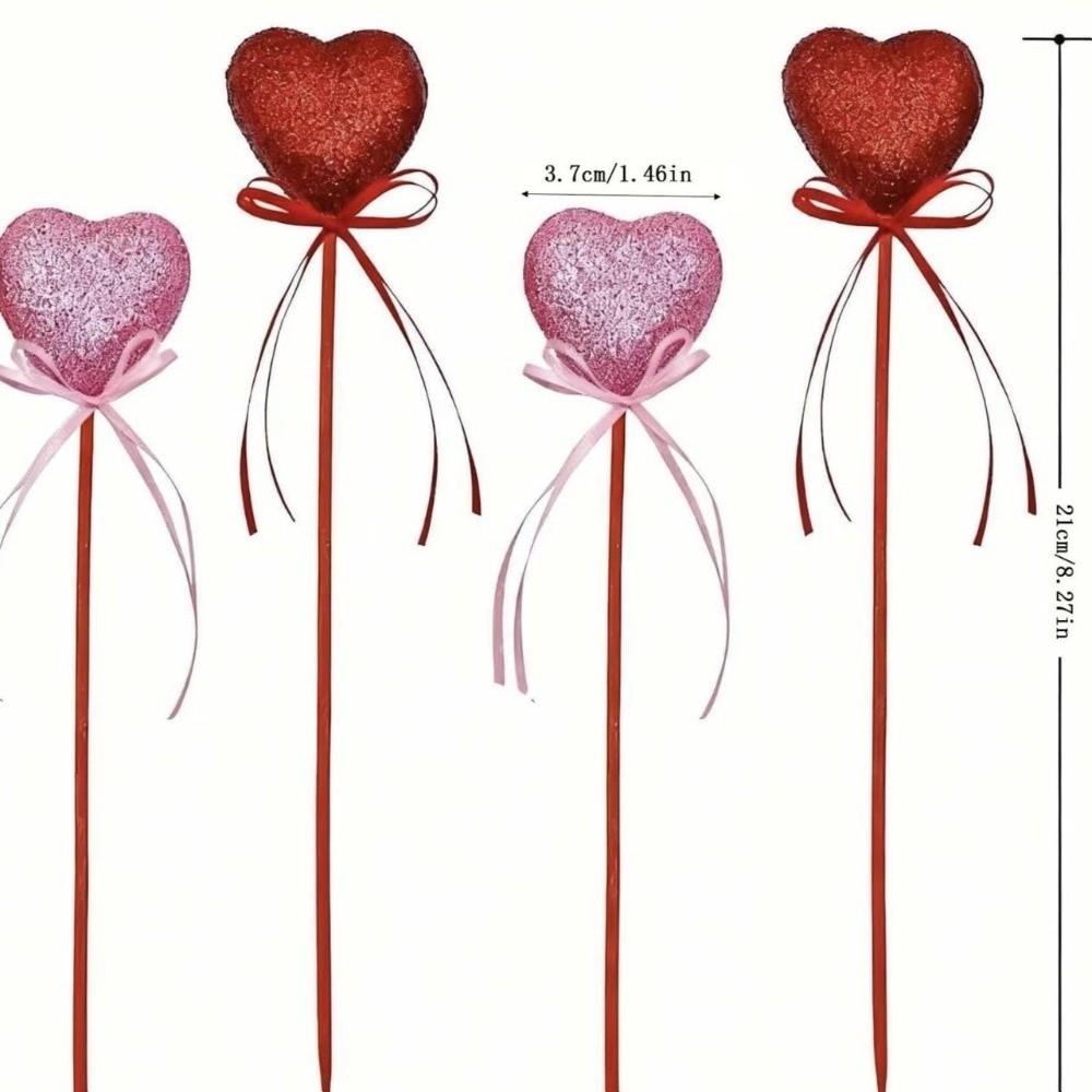 10pcs Reusable Glitter Hearts Stick Foam Flower Bouquet Red Heart Branch DIY Vase Pick Stick Wedding Accessory