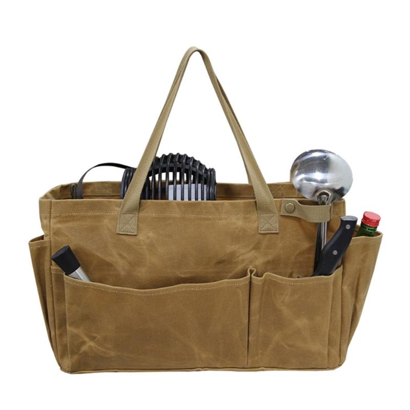 Borsa Portaoggetti in Tela Pesante per Cucina all'Aperto Campeggio Pentole Grande Capacità Impermeabile con Comoda Maniglia per il Trasporto