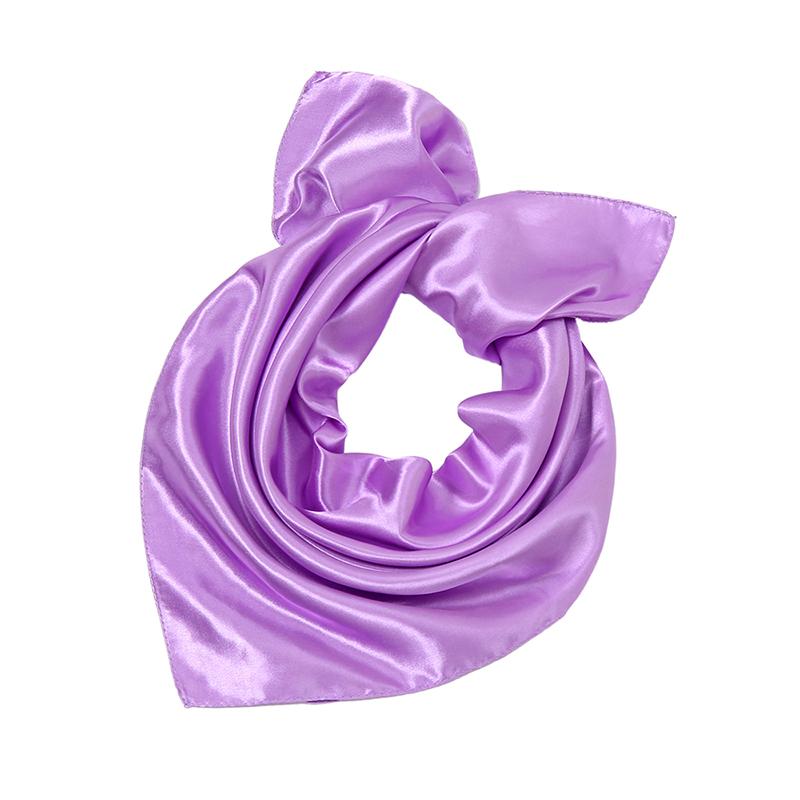 Fashion Satin Silk Square Scarf For Muslim Women Solid Color Soft Bandana Ladies Headband Casual Scarves 60*60Cm