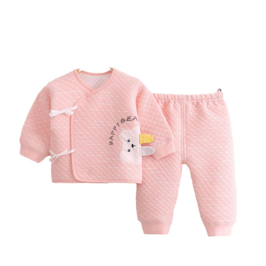 Three-Layer Warm Baby Pajama Set: 0-3 Month A-Class Cotton Monk Suit (Two-Piece)