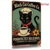Vintage Black Cat Coffee Tin Sign Retro Metal Wall Art 8x12 Rustic Home Decor