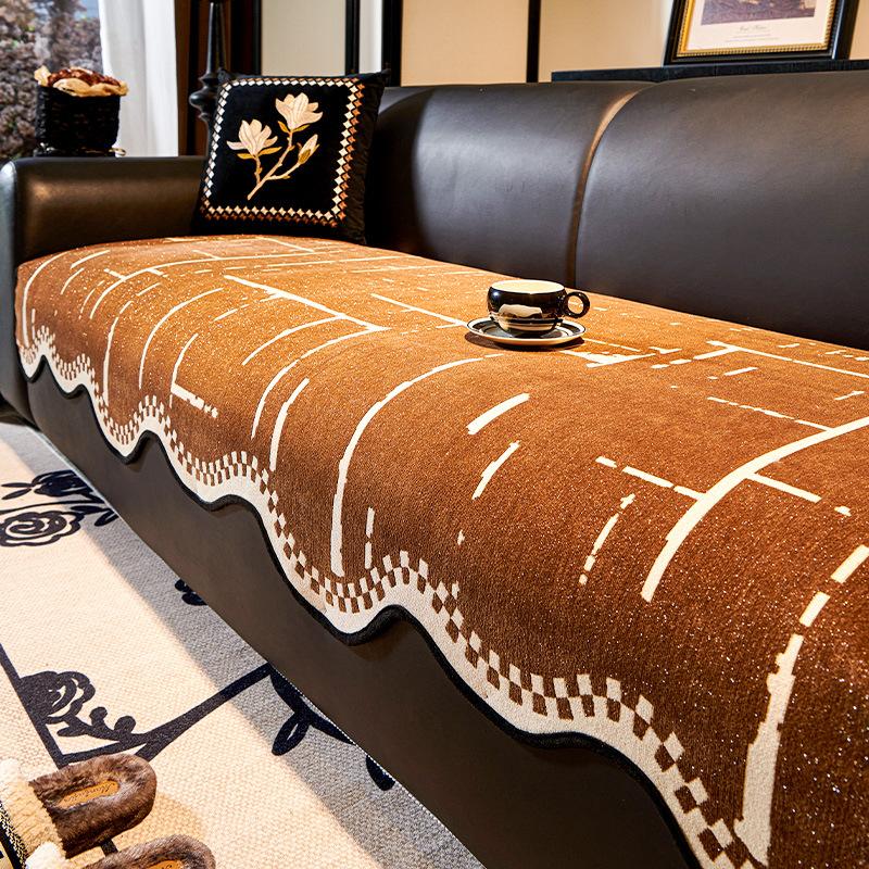 

Four Seasons Universal Premium Leather Sofa Pad New Fixed Non-Slip Straight Row Cushion Sofa Cover One Piece 90*90cm