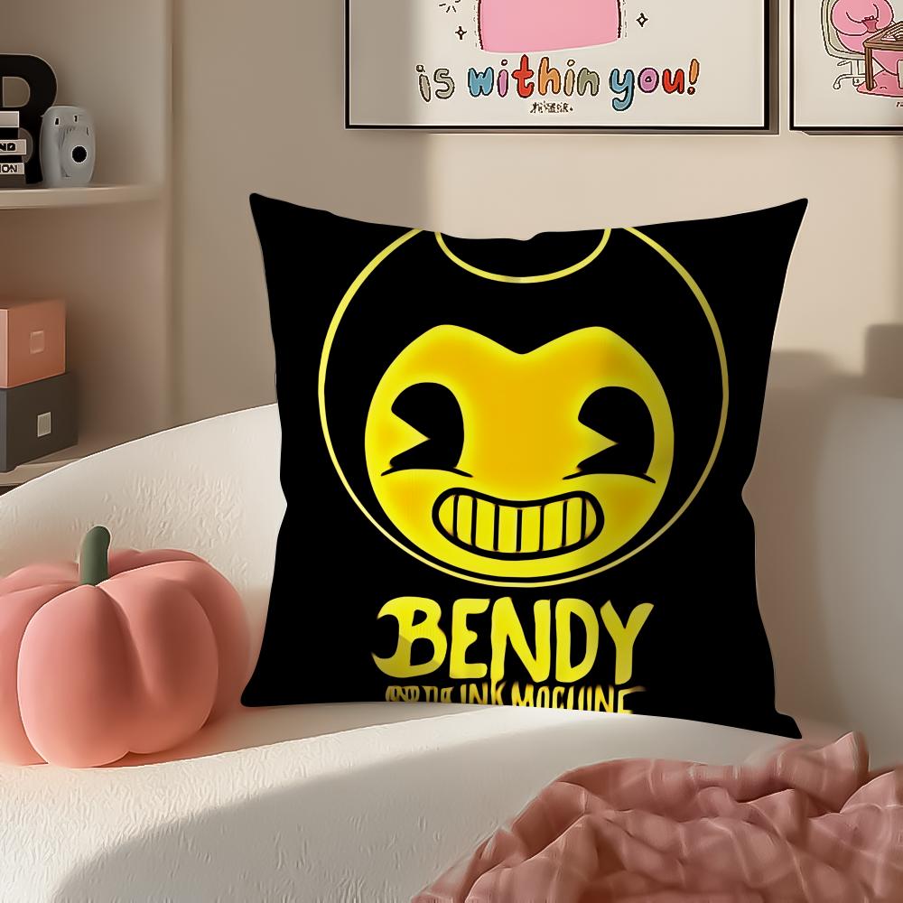 American Game BBendy and the Ink Machine Cushion Cover Pillowcase Short Plush Invisible Zipper Room Sofa Cushion Cover