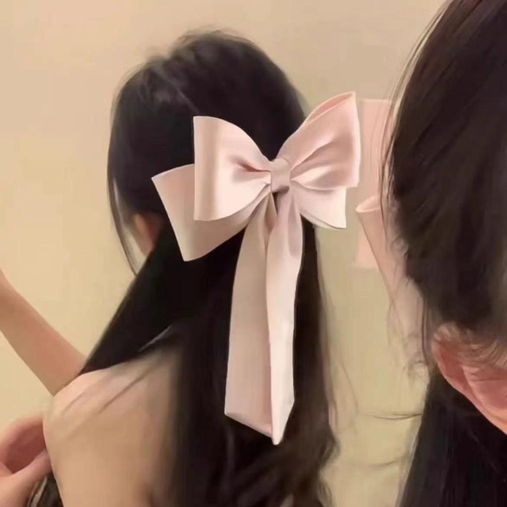 French High End Satin Bow Hair Clip Oversized Headpiece