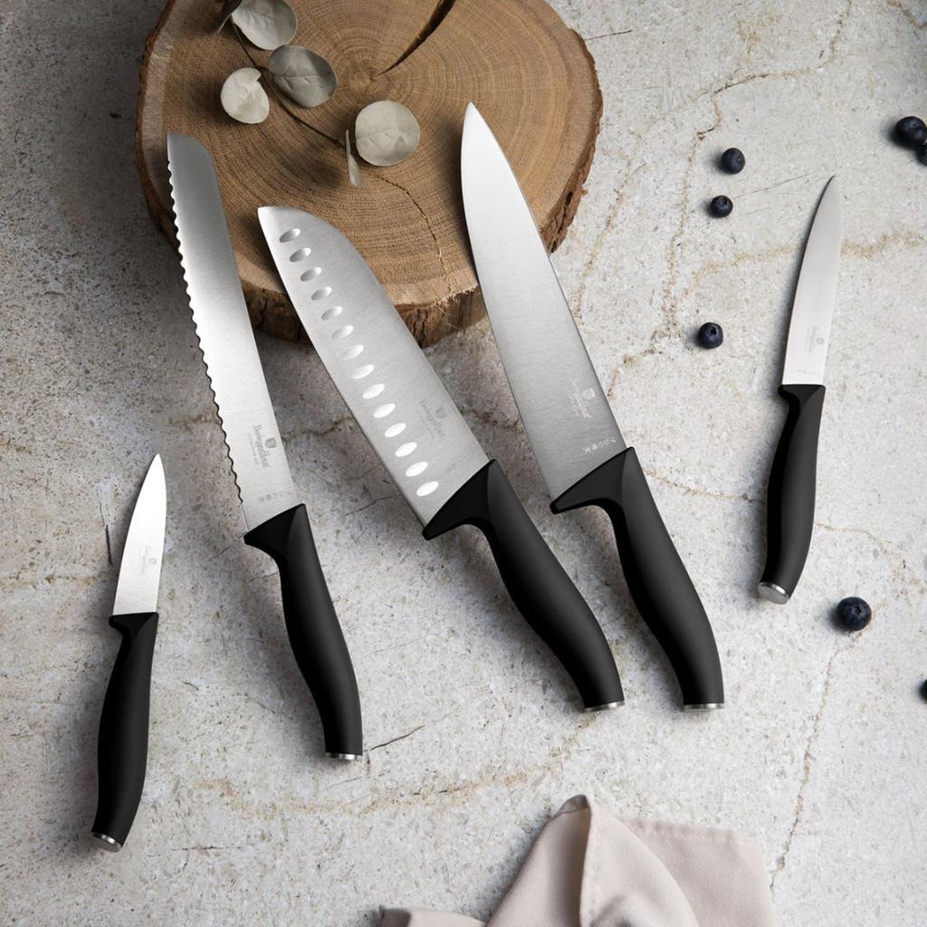 Zestaw 5 noży kuchennych z listwą berlinger haus bh-2943 matte black lumarko!