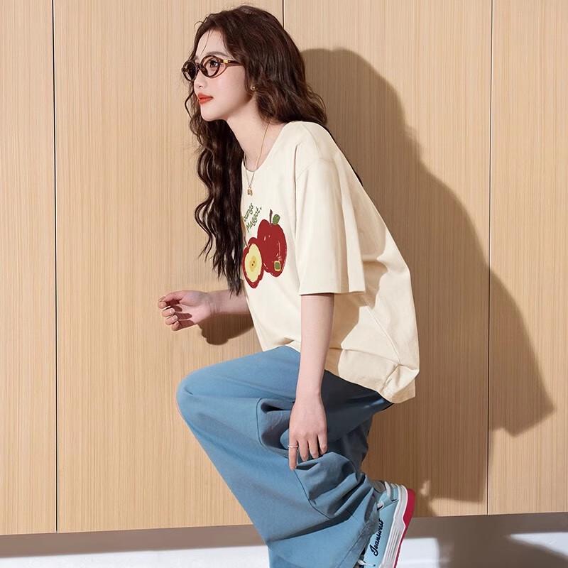 Tangshi 2025 Summer Women's Loose Casual Round Neck T-shirt