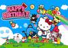 Kids Girls Hello Kitty Happy Birthday Backdrop Pink Cartoon Theme Baby Shower Party Photo Background Banner Decor Supplies