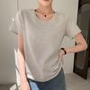 Pure cotton crew neck shoulder shirt women's summer wear loose and thin short-sleeved bottoming shirt top