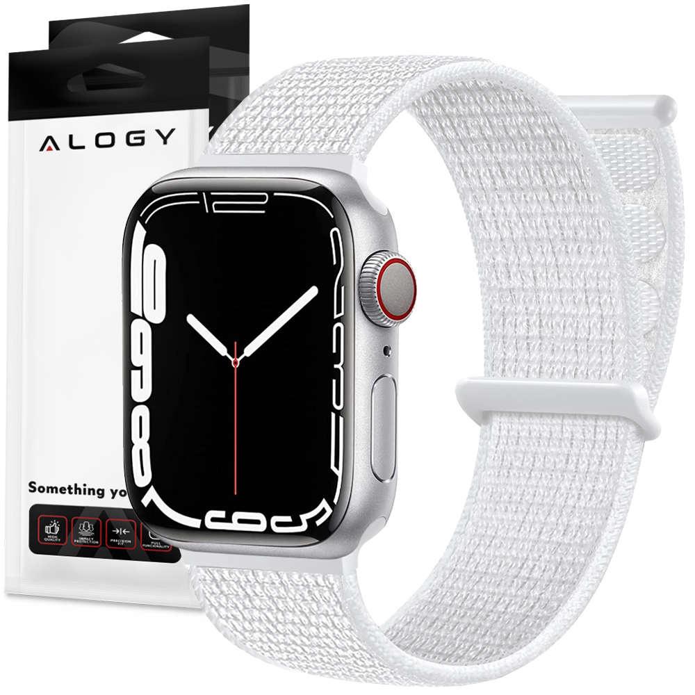 Pasek Alogy Nylon Strap Z Rzepem Do Apple Watch 1/2/3/4/5/6/7/8/Se/Ultra (42/44/45/49Mm) Biały
