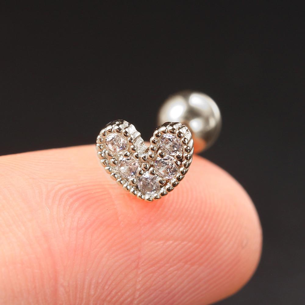Septum Piercing Helix Earrings Women Zircon Heart Cartilage Ear Daith Lobe Rook Tragus Piercing Jewelry Body Accessories Gift