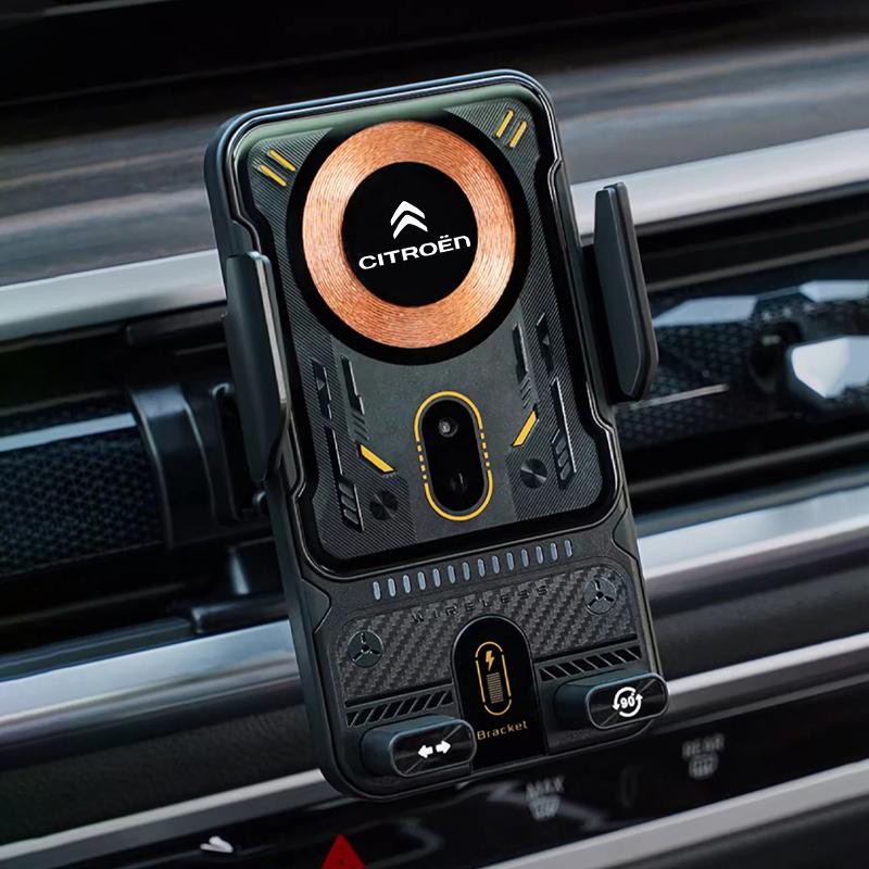 Punk Mechanical Style Phone Holder Car Electric Wireless Charging Board For Citroen C4 C3 C5 C5X e-C4 X e-C3 C-Elysee C1 C6 C2 akr256