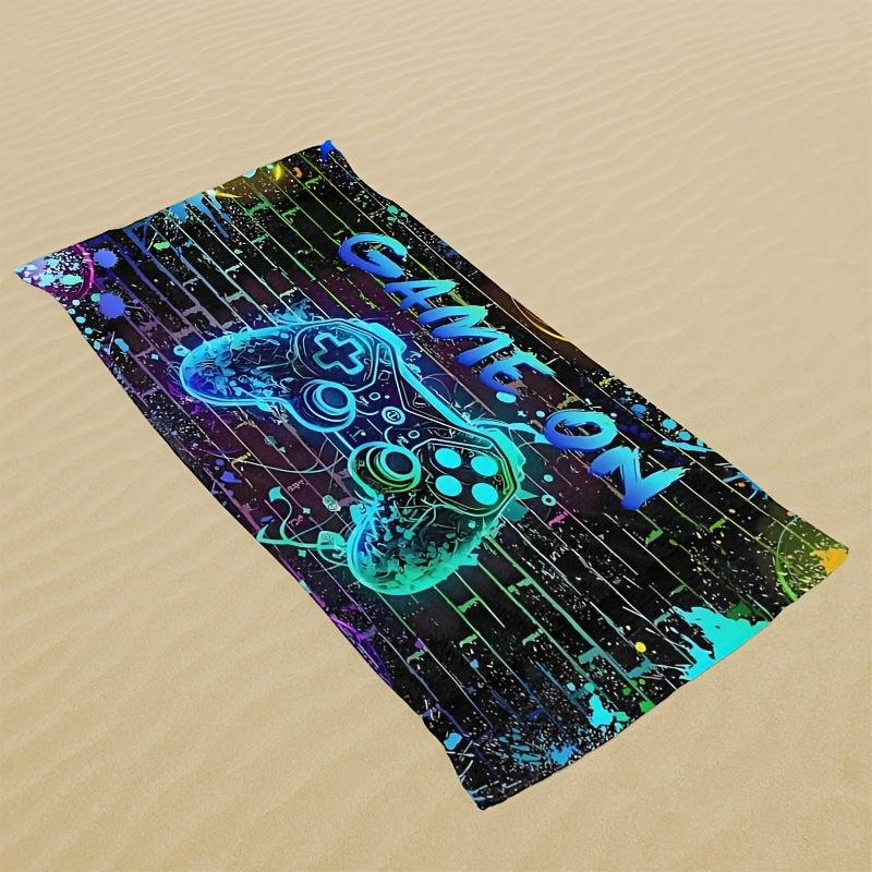 1PC Gamer "Game On" Print Beach Towel Polyester Quick-Drying Lightweight Soft Towel for Swimming Surfing Camping Travel Beach Es