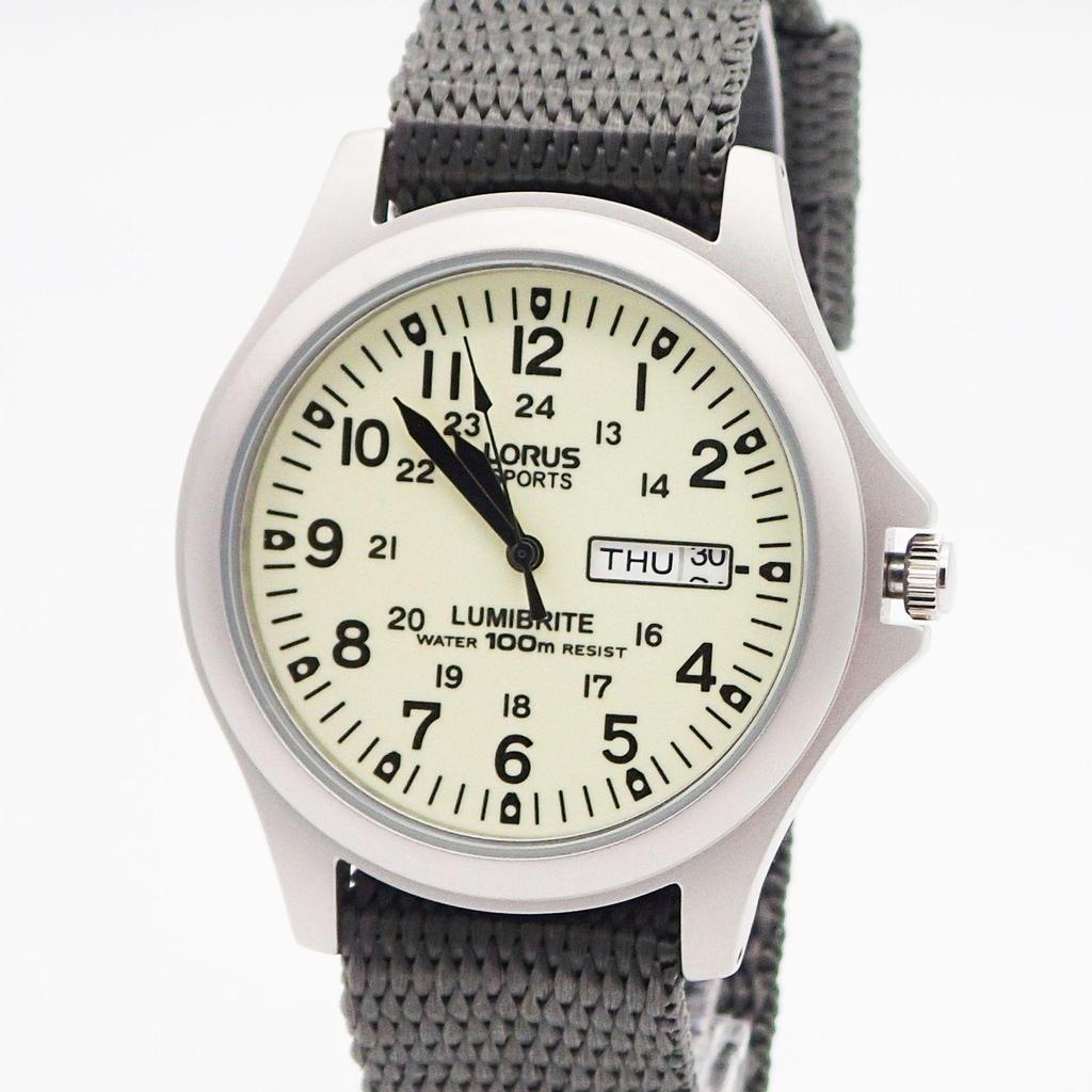 Used SEIKO LORUS Quartz Lumibrite Dark Gray Military Watch Seiko LORUS Quartz Lumibrite Dark Gray Military Watch 100m Water Resistant Watch