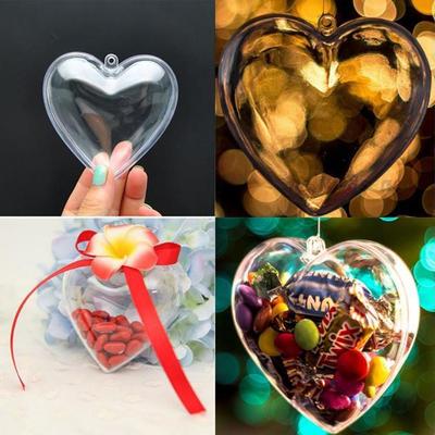 5 Stück Weihnachtskugel, multifunktional, transparenter Kunststoff, 8 cm, herzförmige, befüllbare Weihnachtskugel, DIY-Handwerk, Baumschmuck