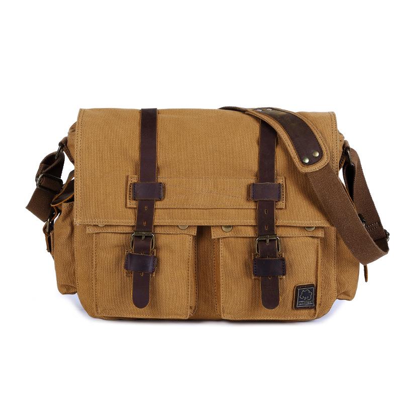 Men S Premium Canvas Shoulder Bag Large Capacity Leather Messenger Bag Men S Casual Bag Men S Bag