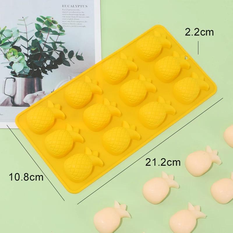 Silicone Mold 12 Hole Pineapple Ice Cube Maker Ice Tray Chocolate Cake Cookie Mousse Muffin Baking Moulds DIY Candle Soap
