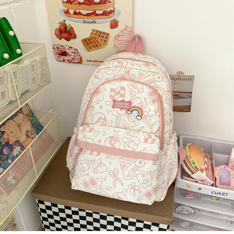 Rucksack im Ins-Stil für Damen, süß, für die Oberstufe, Mittelstufe, große Kapazität, Trend-Rucksack für College-Studenten, einfache, frische Schultasche
