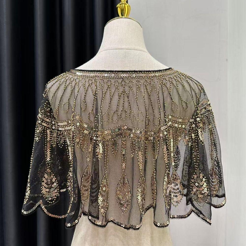 Vintage Style Sequins Tassel Shawls Retro Flapper Shawl Garment Accessories